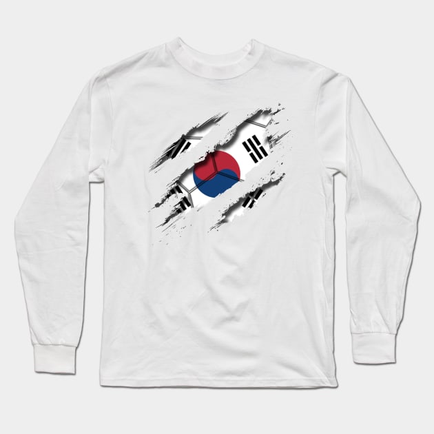 South Korea Football Long Sleeve T-Shirt by blackcheetah